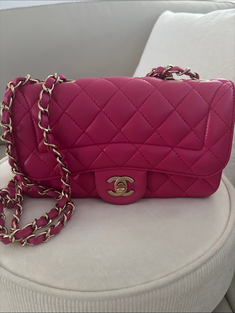 CHANEL Quilted Flap Shoulder Bag in Fuchsia